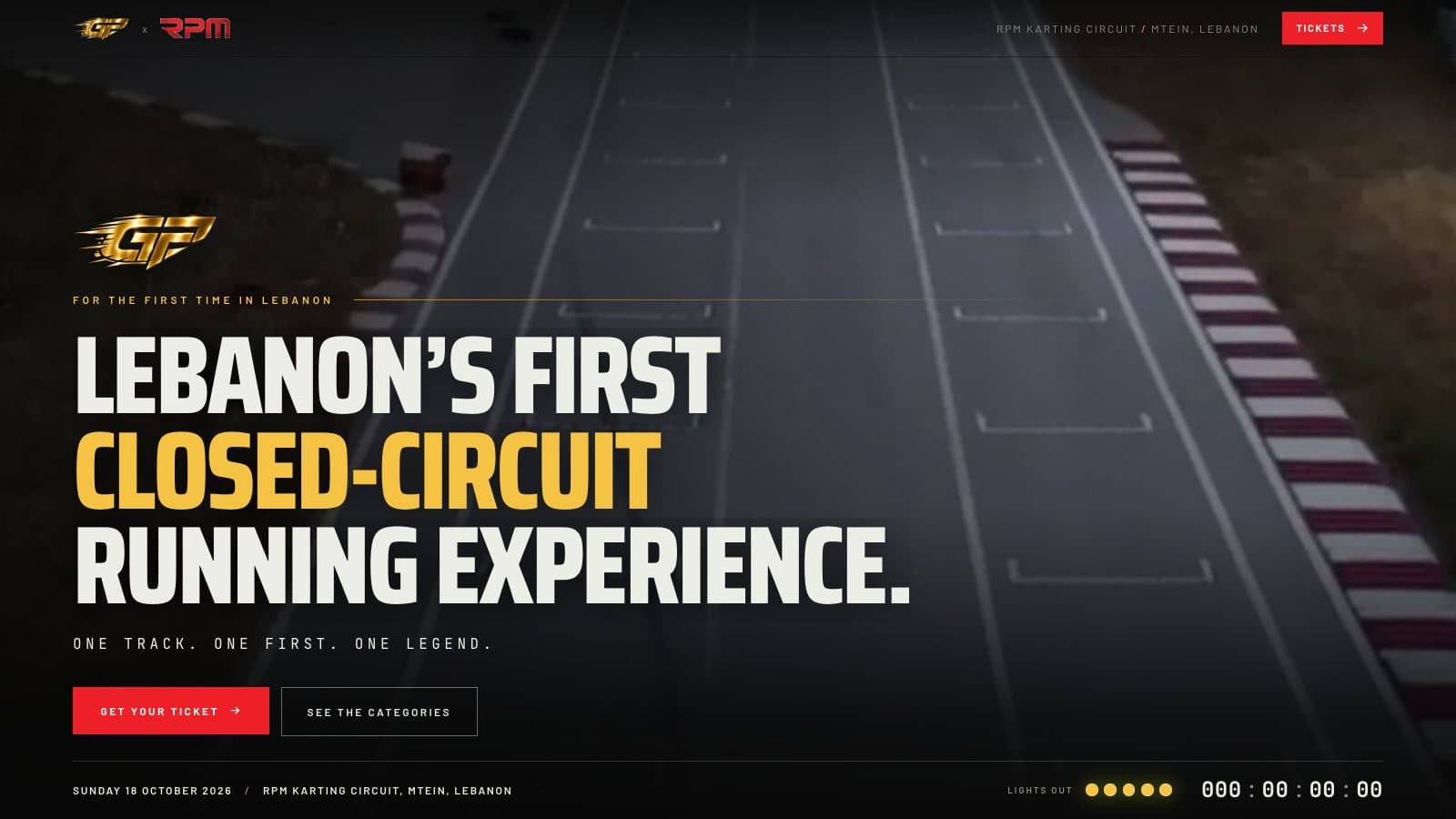 The Grand Prix Run event website, built on Blend