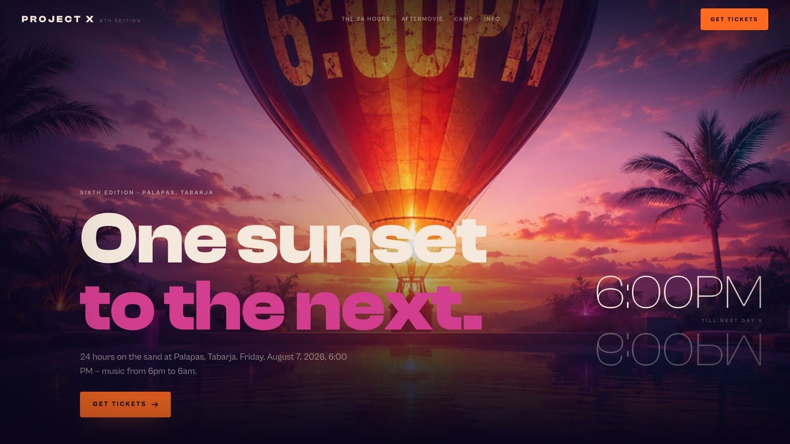 The Project X event website, built on Blend