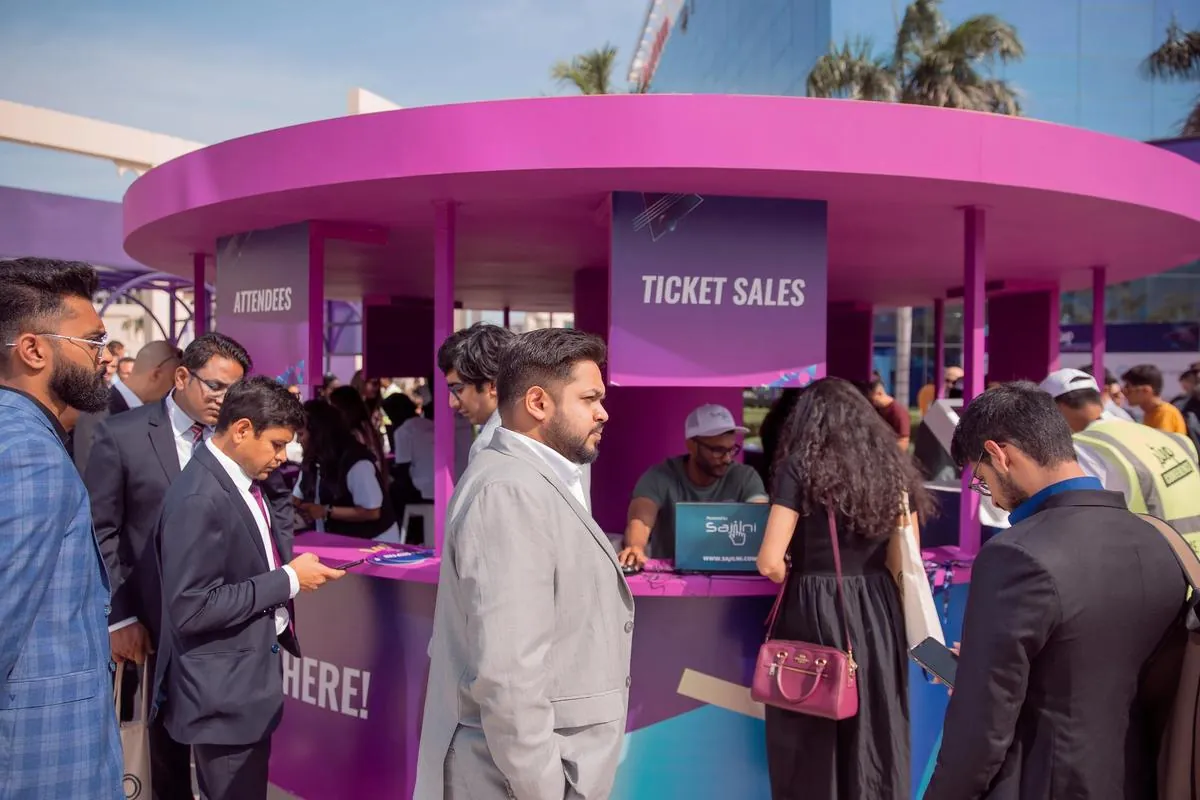 The ticket sales desk at Step, Dubai Internet City.