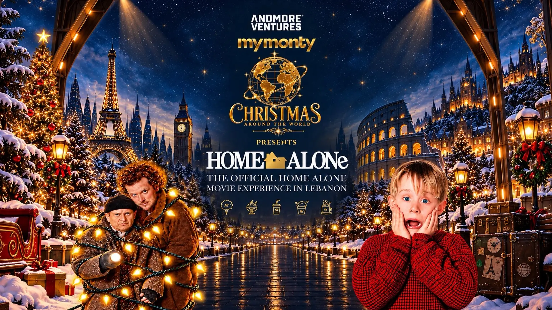 Home Alone Movie Experience key art, a show inside Christmas Around the World on Blend