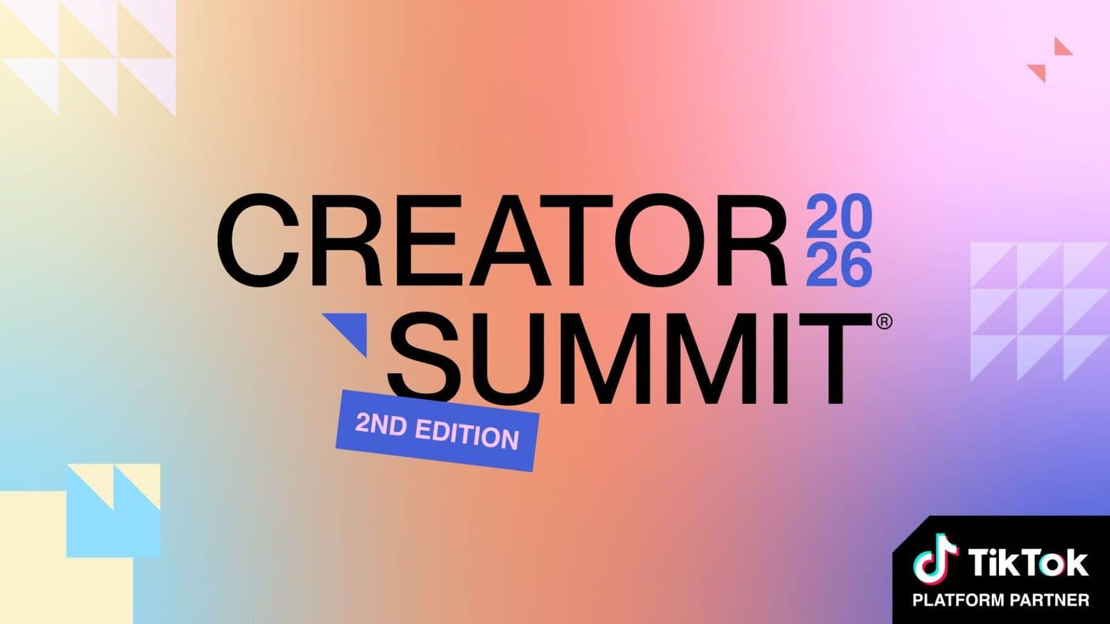 Creator Summit 2026, 2nd Edition official key art, with TikTok as platform partner