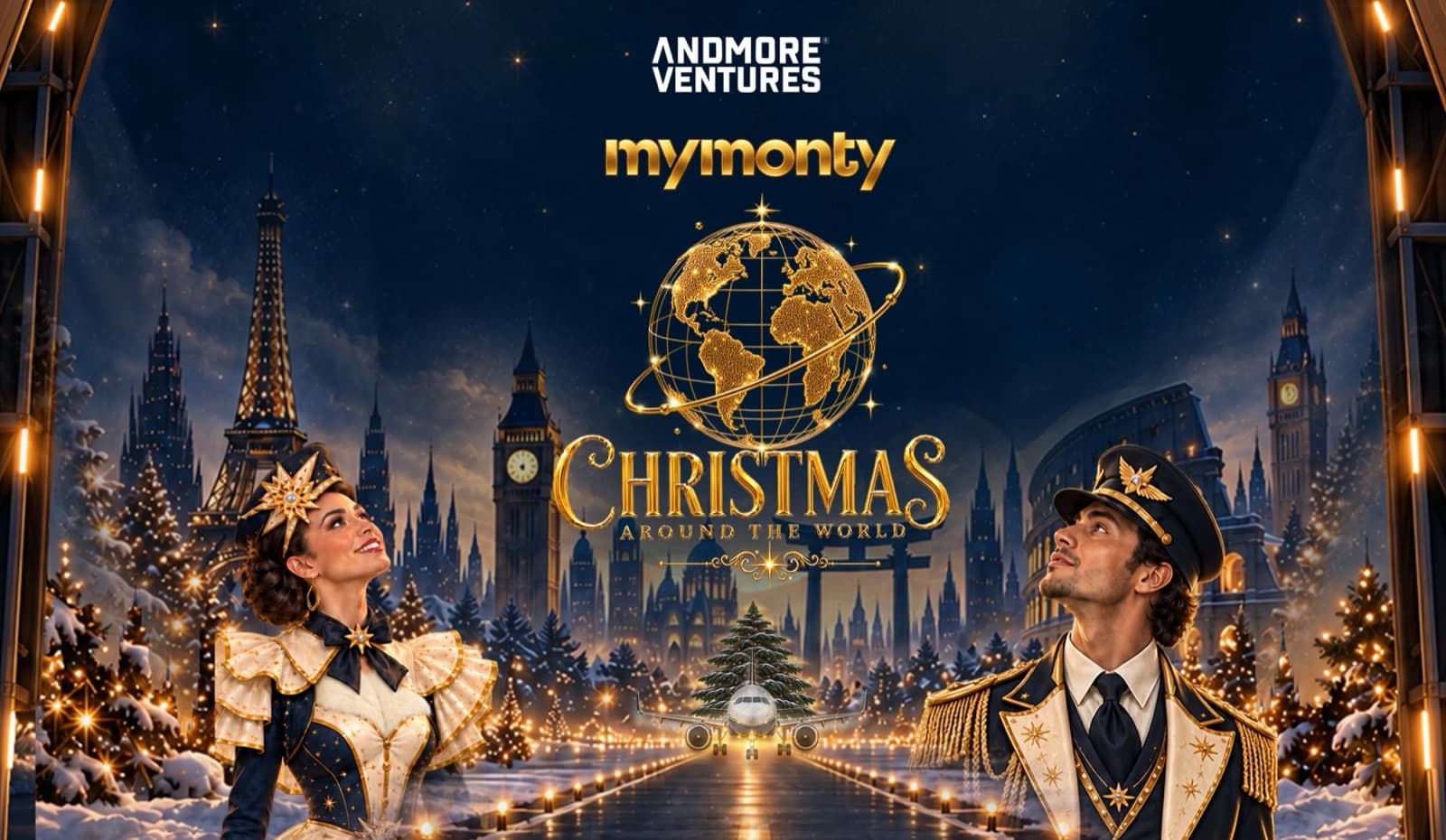 Christmas Around the World key art, an AndMore Ventures production at Seaside Arena, Beirut Waterfront, run on the ground by Blend